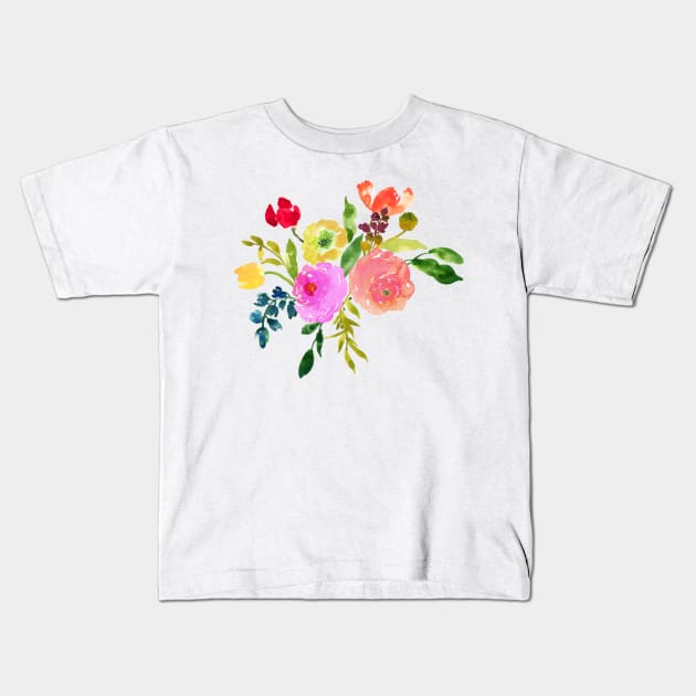 Floral Watercolor, Renunculus Kids T-Shirt by PixDezines